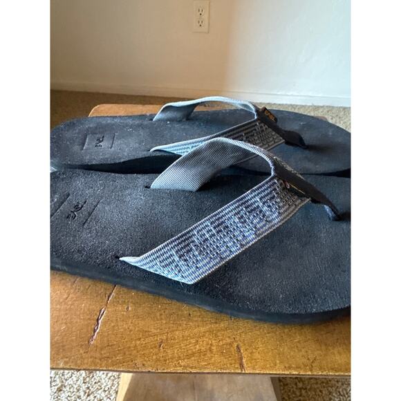 Teva S/N 4168 FB1121J Blue Gray White Strap Foam Men's Size 12 Flip Flops - Picture 4 of 7